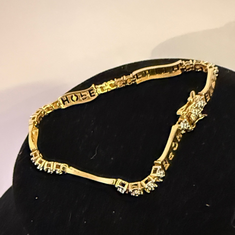Gold-Tone Love Hope Faith Bracelet with the silver tone design feature - Picture 13 of 15